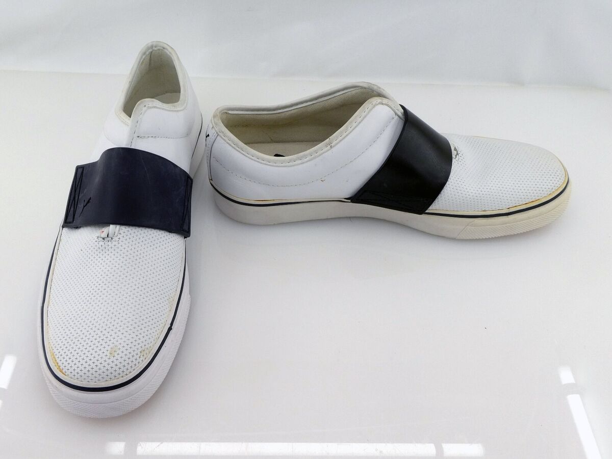 PUMA Shoes El Rey Perforated Slip On White Black Blue Sneaker Size 9.5