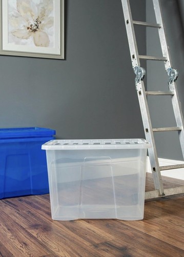 Clear Plastic Storage Boxes with Lids Stackable UK Made Box Home Office Kitchen - Picture 5 of 8