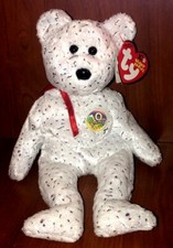 TY BEANIE BABIES 2003 DECADE THE BEAR SILVER AND WHITE 10TH ANN. PLUSH W/ TAGS