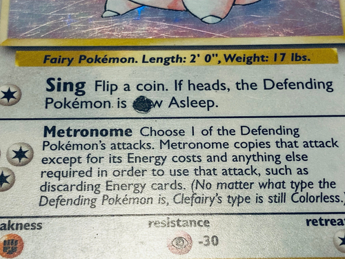 Pokemon Trading Card Game TCG Base Set Holo Clefairy 5/102 Black Ink Dot Error - Bild 7 von 11