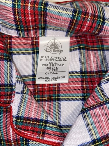 Disney Store Christmas Minnie Mouse Pajama Shirt Red Plaid Flannel Size 7/8 - Picture 3 of 10