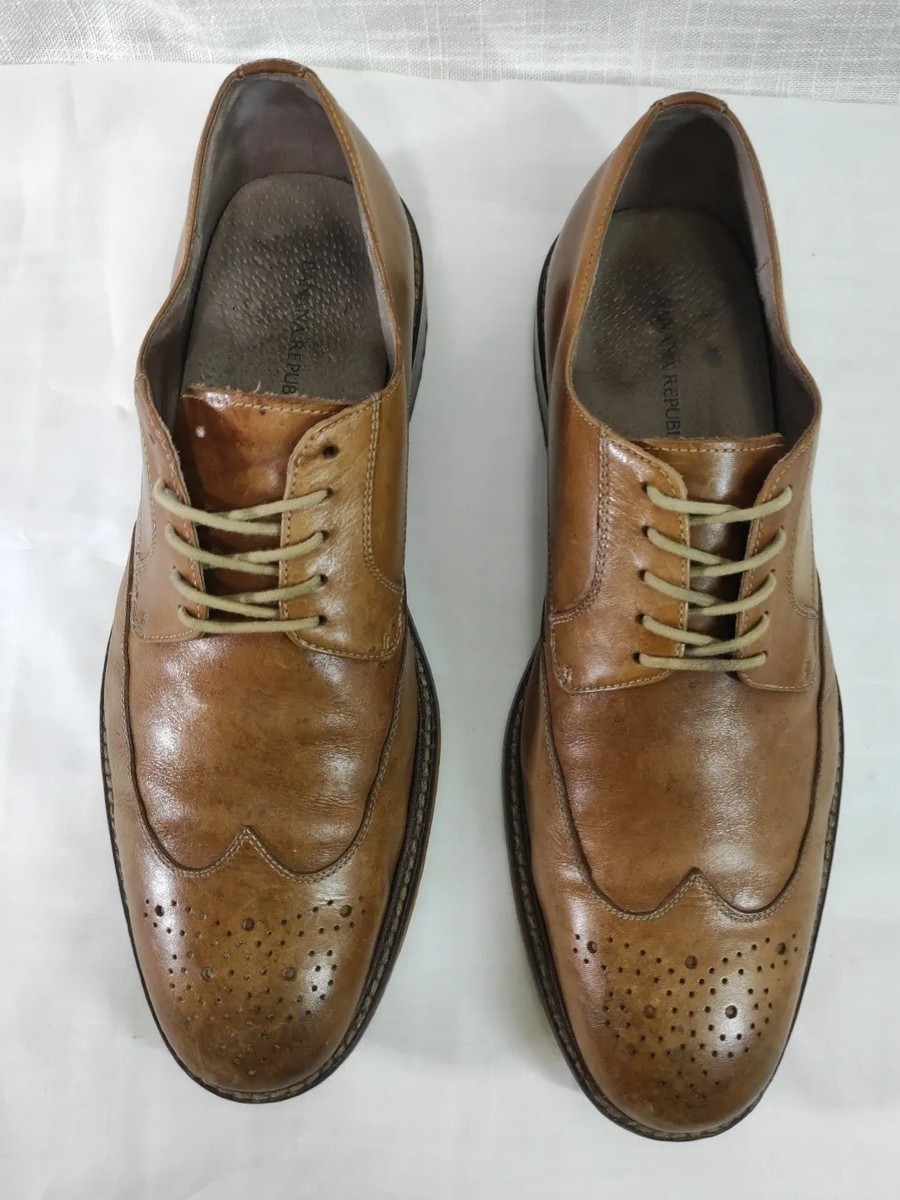 BANANA REPUBLIC Brown Leather Wingtip Oxford Men display picture 1