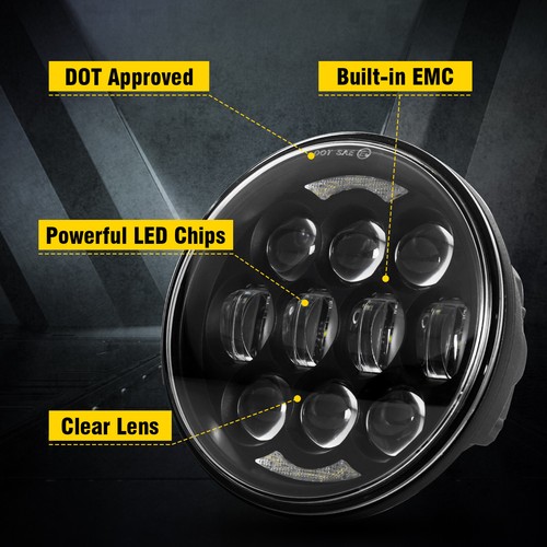 4PCS 5.75 5-3/4" 80W Black LED Headlights DRL For Chevy Impala Bel Air El Camino - Picture 5 of 11