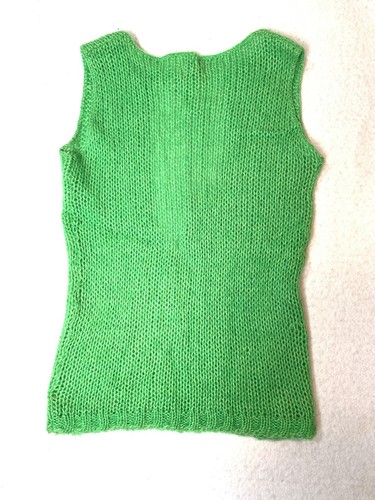 Vintage Green Crochet Vest Mod Boho 70s Knit Top Evan Picone JRS groovy Small - Picture 6 of 7