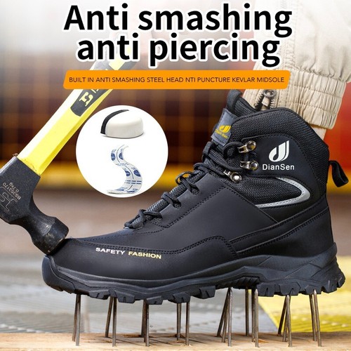 Men Steel Toe Shoes Work Boots Puncture-Proof Safety Shoes Indestructible black - Picture 3 of 21