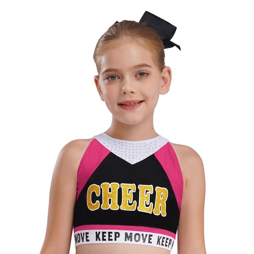 Kids Girls Vest Disco Tops Street T-Shirt Stage Costume Back Dance Modern Block - Picture 46 of 118