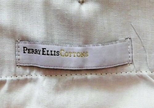 Perry Ellis Pants 44x36 Actual 47x35.5 Brown Tan Pleated Front Cuffed Cotton - Picture 7 of 8
