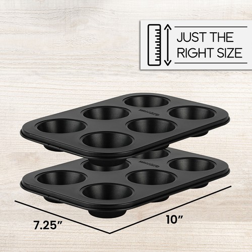 2-pack Non-Stick 6-cup Muffin pans Oven Safe up to 420° Even Heating Heavy Duty - Picture 2 of 5