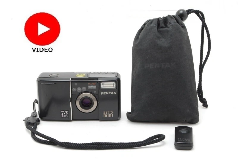 [NEAR MINT w/ Strap] Pentax Espio Mini 75 years Black Film Camera from JAPAN