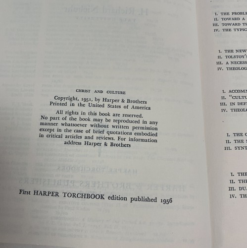 Christus und Kultur Taschenbuch H. Richard Niebuhr Harper Torchbooks 1956 - Bild 6 von 6