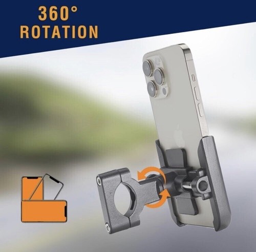 Bike Phone Mount, Black Aluminum Alloy Phone Holder for Electric Bike with 360°R - Picture 4 of 5