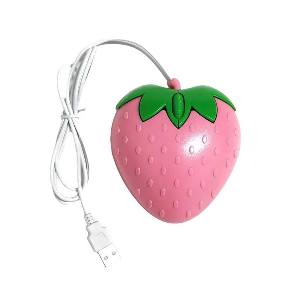 Cute Pink Strawberry Wired Mouse USB PC Computer Laptop✨s E9P0] D4P6 T3O1 T1K2 - Image 3 of 4