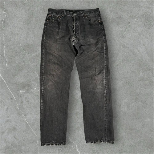 Vintage Levi's 501 Jeans Herren 34x32 schwarz 90er Made in USA Knopfleiste gerades Bein