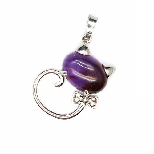 Natural Crystal Bowknot Cat Pendant Chakra Quartz Gemstone Reiki Healing Gift - Imagen 6 de 27