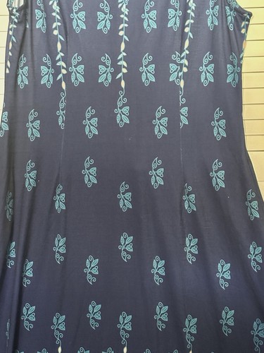 R&B Collection Navy Bohemian Print Knit Women’s Plus 1X Sleeveless Maxi Dress - Picture 4 of 9