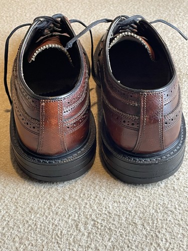 FLORSHEIM Vintage Men's Longwings Wingtips Pebbled Brown Brogues Oxfords 7.5D - Picture 8 of 11