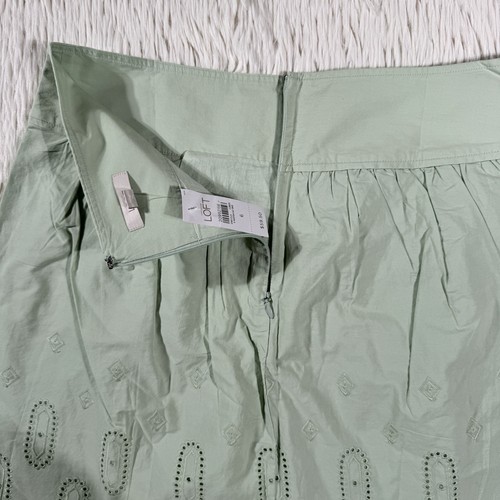 ANN TAYLOR LOFT Green Lace Embroidered Midi A-Line Skirt Women's Size 6 - Picture 18 of 18