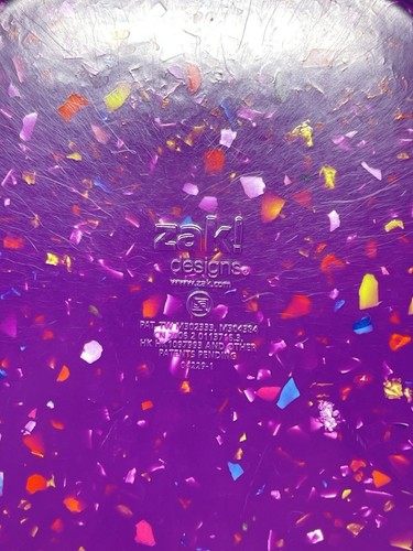 Zak! Designs Purple Melamine Plastic Confetti 10.5” Dinner Plates Set Of 6 - Picture 6 of 7