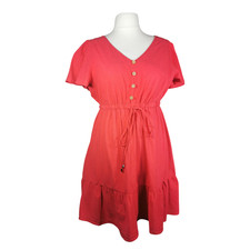 Shein Curve Dress 18 Red Knee Length Short Sleeve 100% Cotton Plus Size 1XL