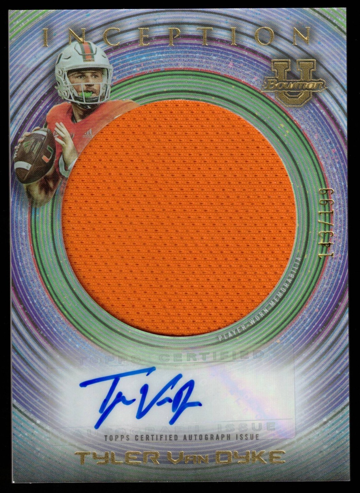 Tyler Van Dyke - 2022-23 Bowman U Inception Autograph Jumbo Relics /199 #IAJR-TV