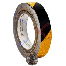 Yellow/Black Striped Reflective Tape Safety Caution Night Floor Hazard 1"/2"