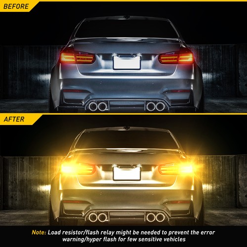 AUXITO 1156 BA15S Amber LED Turn Signal DRL Light Indicator Bulb Super Bright 2x - Picture 4 of 7