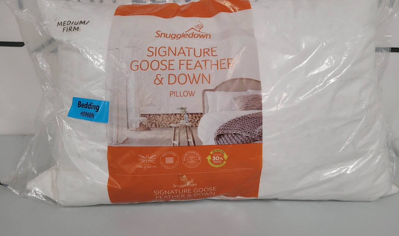 Snuggledown Signature Goose Feather Down Pillow Medium/Firm Made in Britain