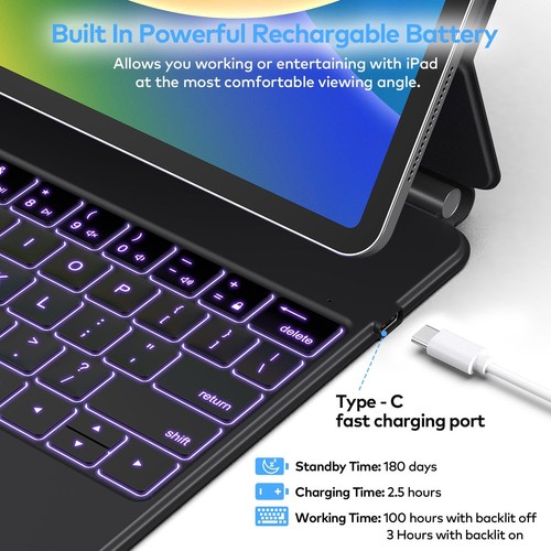 Keyboard Case for iPad 13 (M3 2025 / M2 2024) and iPad 12.9 inch 6th / 5th / ... - Bild 9 von 9