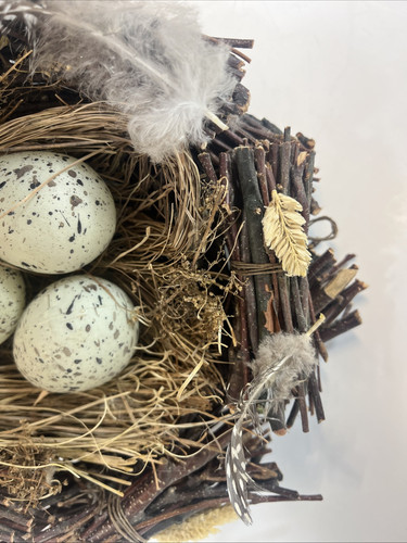 Dekoratives rustikales künstliches Vogelnest mit 3 Eiern, Frühlingszweig Wohndeko - Bild 5 von 7