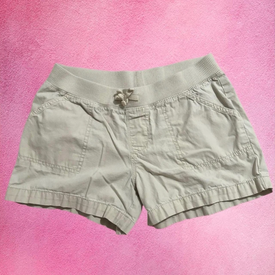 Pantalones cortos cargo vintage descoloridos Glory tiro bajo 100 % algodón beige Foto 3 de 4