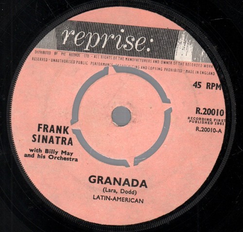 Frank Sinatra Granada 7" vinyl UK Reprise 1961 Four prong label design b/w curse