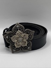 CZ Flower Belt Buckle Vintage Silver Tone Western Style Women s Accessory