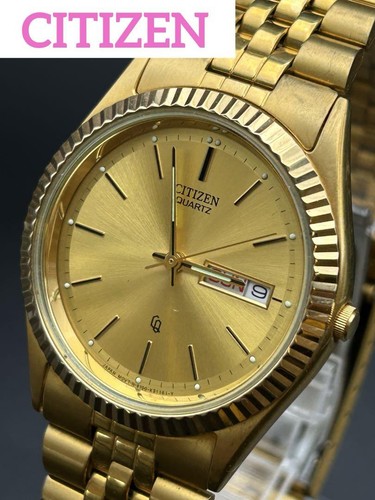 CITIZEN Quartz Gold Daydate Round Mens Wristwatches B11811