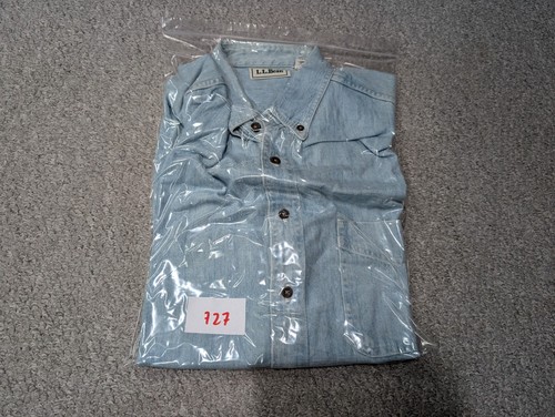 LL BEAN Vintage Men's Light Blue Denim Worker Made in Canada Button Down Shirt L - Picture 11 of 11