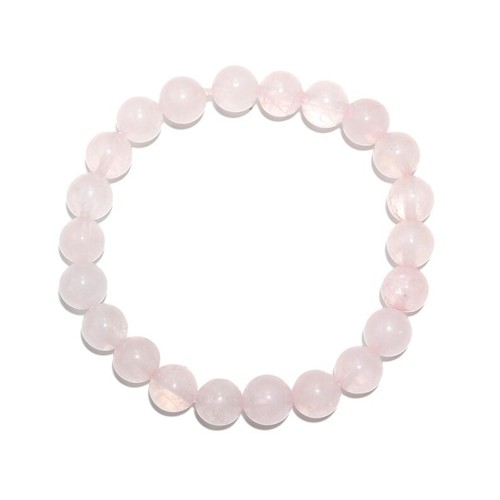 AA + Pulseras elásticas redondas lisas de cuarzo rosa natural 6-8"" - Imagen 13 de 15