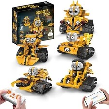 STEM Building Toys, 5 in 1 Remote & APP Control Car Building Blocks Set, Science