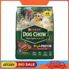 Purina Dog Chow High Protein Dog Food Dry Recipe with Real Beef, 44 lb Bag