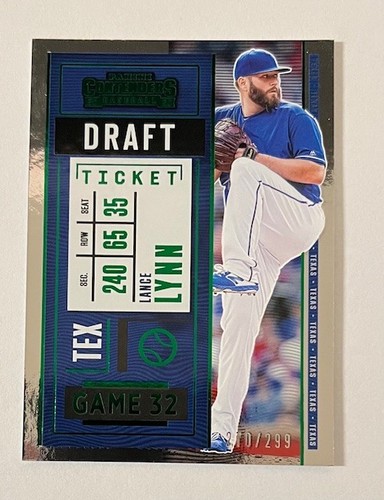 Lance Lynn - 2020 Panini Contenders Draft Ticket Green 270/299 - Texas Rangers - Bild 2 von 3