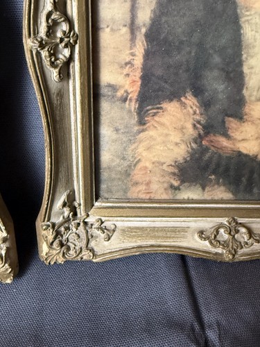 Huldah Print Set Ladies Wood Frame 2 Antique Maximalist 9x7 Inch Ornate Paris - Picture 7 of 10