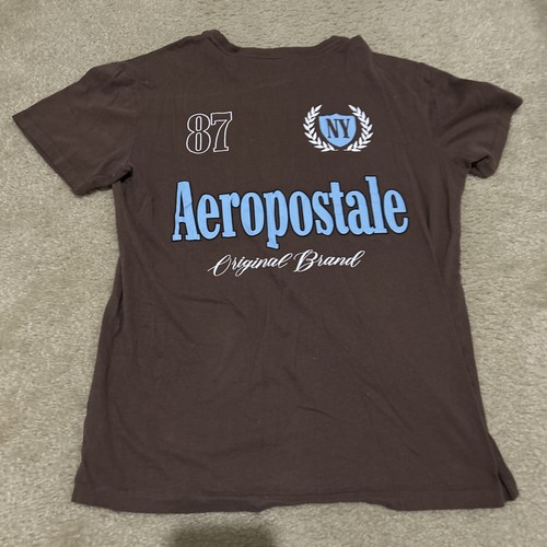 T-shirt uomo Aeropostale S/S double face cotone marrone etichetta taglia small - Foto 22 di 24