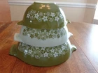 PYREX CORNING SPRING BLOSSOM CINDERELLA MIXING BOWLS 442 443 444 USA
