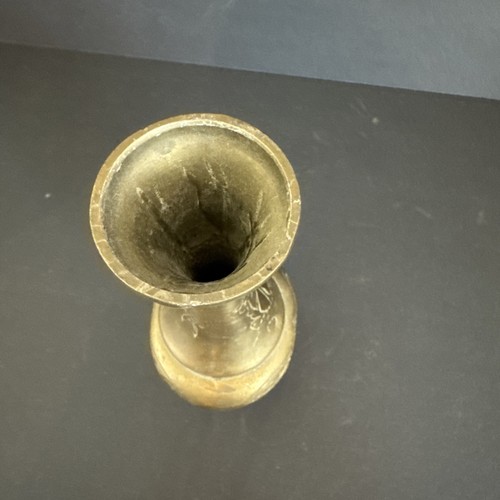 Vintage Brass Vase With Dragon And Bamboo Pattern - Picture 5 of 10