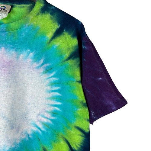 Camisa vintage años 90 azul líquido tie dye puntada única logotipo en blanco talla L - Imagen 4 de 8