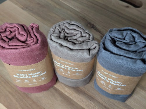3er Set - Momcozy Musselin Swaddle Decken für Baby  - Bild 2 von 3