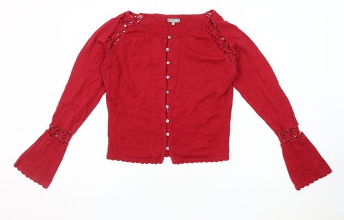 Marks and Spencer Damen Strickjacke rot Größe 12