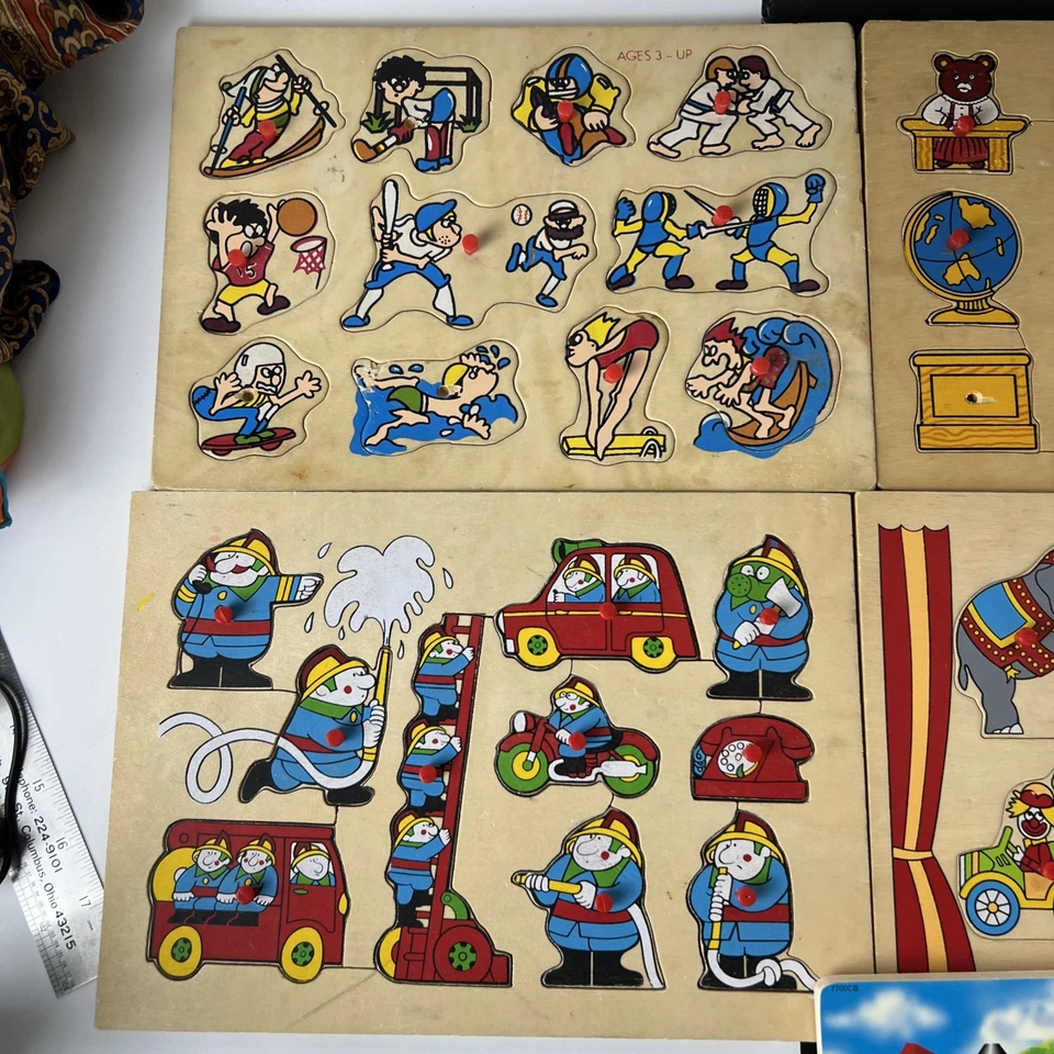Vintage 1970’s  Puzzles, Lot Of 7 Sports, Teddy‘s, space, fireman, circus, farm - Image 2 of 4