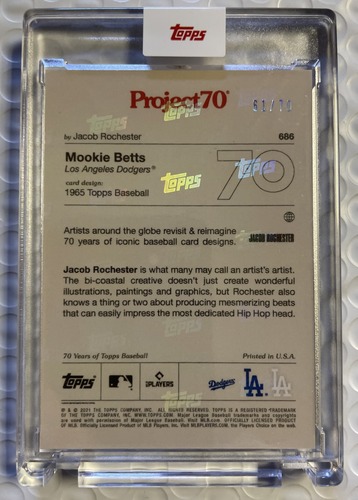 Topps Project 70 Card 686 - 1965 Mookie Betts by Jacob Rochester FOIL 61/70 - Picture 5 of 7