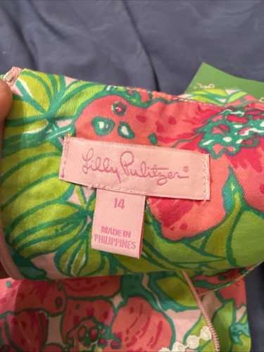Lilly Pulitzer Lillys Pink Skip On It Shift Dress HTF Frogs Tropical Size 14 NWT - Picture 8 of 10