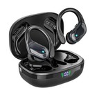 Bezprzewodowe sportowe słuchawki douszne z 80-godzinnym czasem odtwarzania, wyświetlaczem LED, ANC, IPX7, czarne.