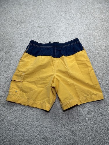 Vintage Ralph Lauren Shorts Mens Medium Yellow Polo Sport Swim Trunks Lined - Picture 2 of 12
